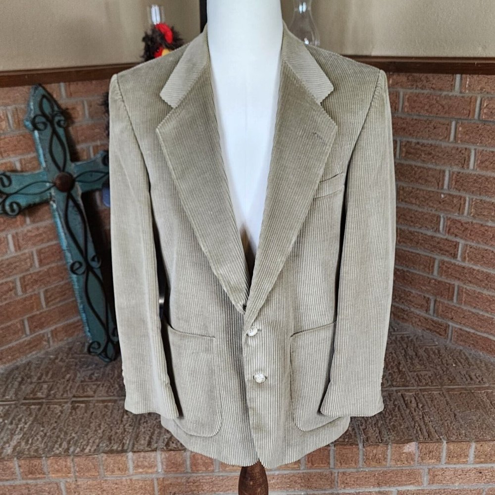 Vintage Holbrook Tan Corduroy Sport Coat Blazer Size 40R